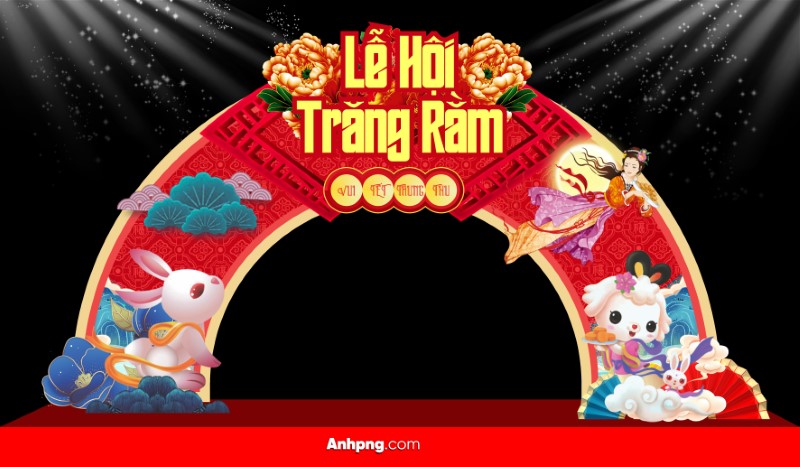 Decor cổng trang trí trung thu vector 06