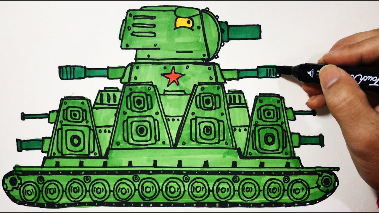 Cách vẽ xe tăng hoạt hình KB-44M - [Xe tăng HomeAnimations] How To Draw A Tank