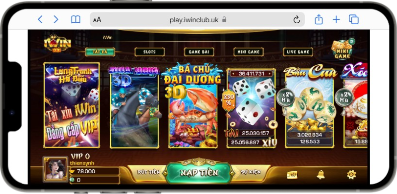 Vô số tựa game đổi thưởng tiền thật hấp dẫn tại iWin Club