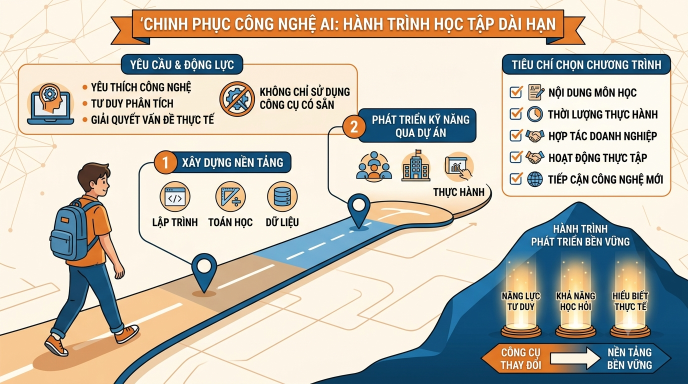Hành trình học tập và phát triển bền vững trong ngành AI.