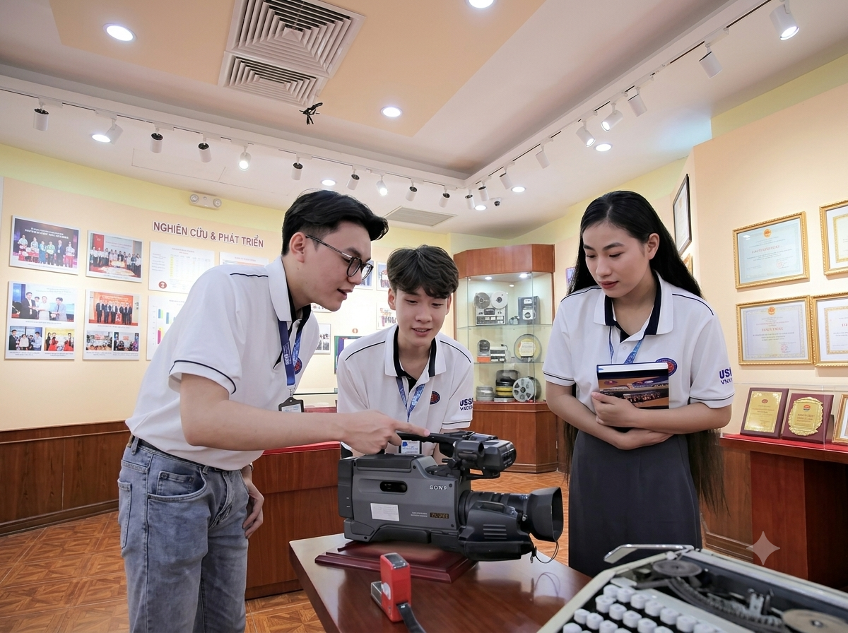 Sinh viên tìm hiểu ngành báo chí và thực hành viết nội dung tin tức.