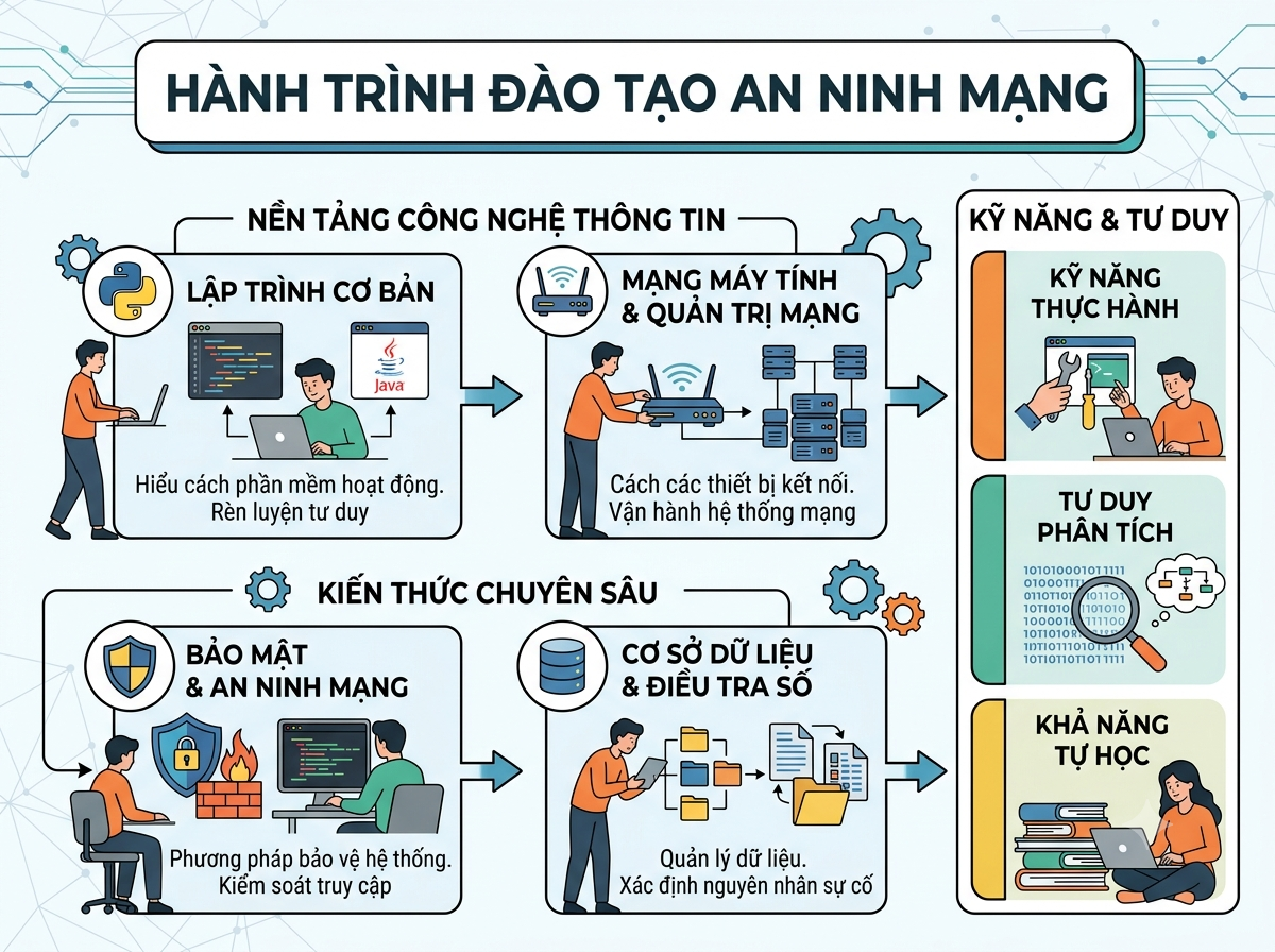 An ninh mạng: Kiến thức nền tảng IT, chuyên sâu bảo mật và kỹ năng tư duy