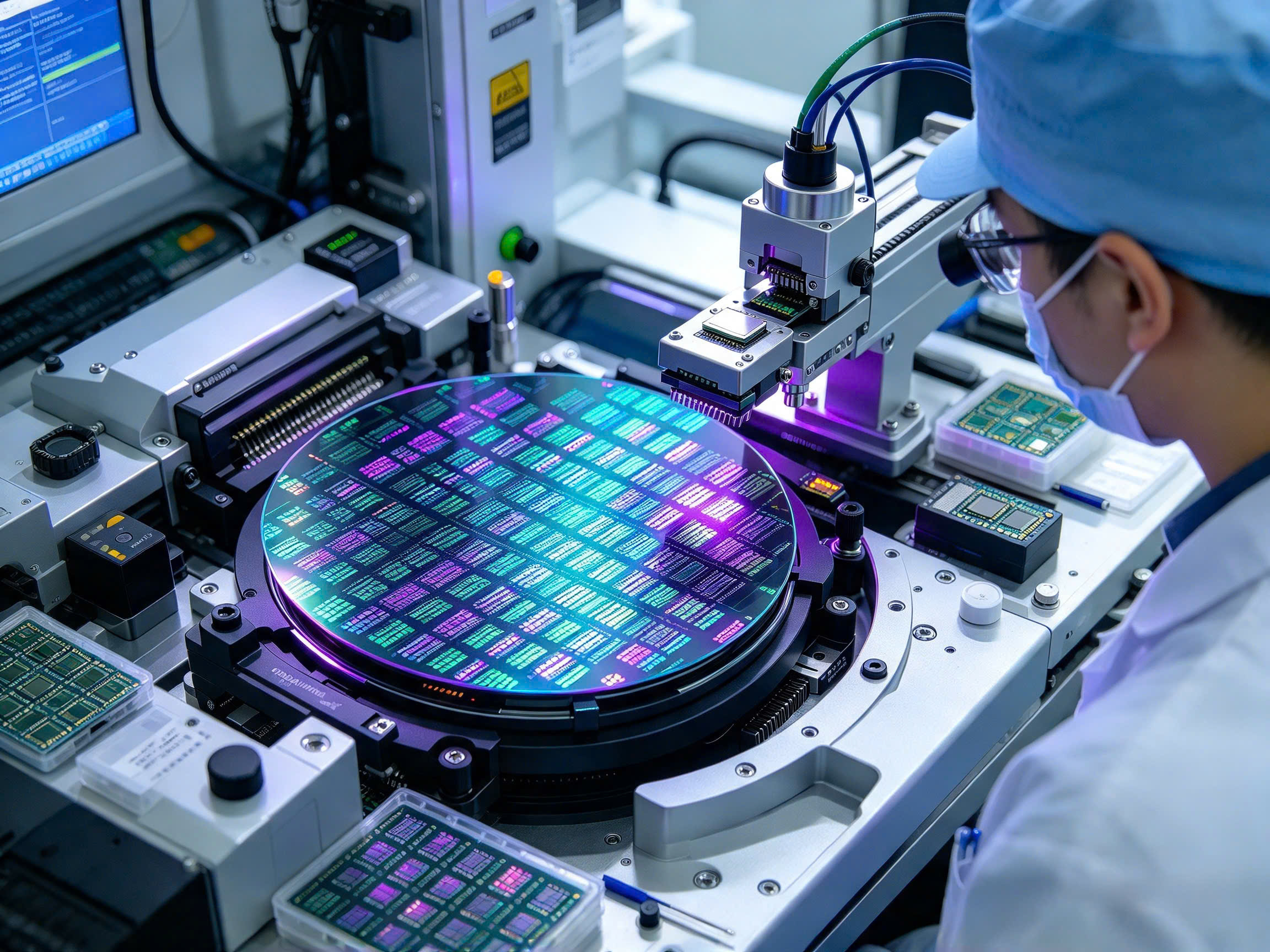 Chip bán dẫn chứa hàng tỷ transistor siêu nhỏ, giúp xử lý thông tin và thực hiện các phép tính trong thiết bị điện tử.