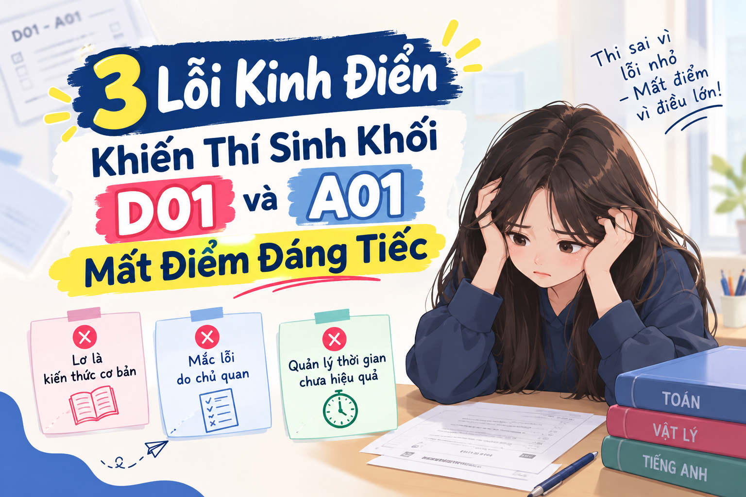 lỗi thường gặp khi thi khối D01 và A01